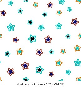 Dark Multicolor vector seamless cover with small and big stars. Modern geometrical abstract illustration with stars. Template for business cards, websites.