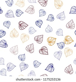 Dark Multicolor vector seamless doodle pattern with leaves. Brand new colored illustration in blurry style with leaves. Template for business cards, websites.