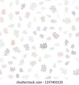 Dark Multicolor vector seamless doodle background with leaves, branches. Abstract illustration with leaves, branches in doodles style. Design for textile, fabric, wallpapers.
