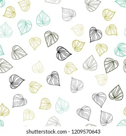 Dark Multicolor vector seamless doodle layout with leaves. leaves on blurred abstract background with gradient. Pattern for design of fabric, wallpapers.