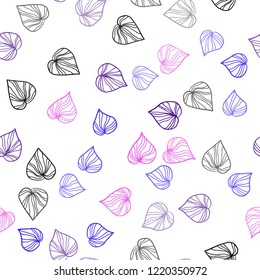 Dark Multicolor vector seamless doodle background with leaves. Creative illustration in blurred style with leaves. Pattern for design of fabric, wallpapers.