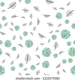 Dark Multicolor vector seamless doodle background with leaves, flowers. Abstract illustration with leaves, flowers in doodles style. Pattern for design of fabric, wallpapers.