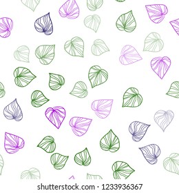 Dark Multicolor vector seamless doodle background with leaves. An elegant bright illustration with leaves in Natural style. Template for business cards, websites.