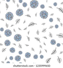 Dark Multicolor vector seamless doodle layout with leaves, flowers. An elegant bright illustration with leaves and flowers. Pattern for design of window blinds, curtains.