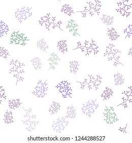 Dark Multicolor vector seamless doodle background with branches. Glitter abstract illustration with leaves and branches. Template for business cards, websites.