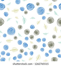 Dark Multicolor vector seamless doodle background with leaves and flowers. Glitter abstract illustration with leaves and flowers. Pattern for design of fabric, wallpapers.