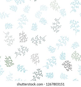 Dark Multicolor vector seamless doodle pattern with branches. Decorative design in Indian style on white background. Pattern for design of fabric, wallpapers.