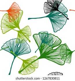 Dark Multicolor vector seamless doodle layout with leaves. Colorful illustration in doodle style with leaves. Texture for window blinds, curtains.