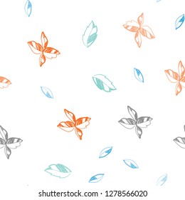 Dark Multicolor vector seamless doodle pattern with leaves. Shining colored illustration with leaves in doodle style. Design for textile, fabric, wallpapers.