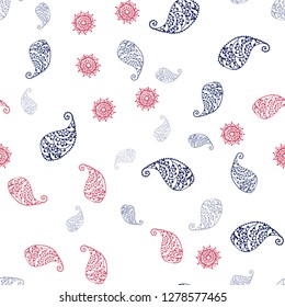 Dark Multicolor vector seamless doodle backdrop with leaves and flowers. Abstract illustration with leaves, flowers in doodles style. Pattern for trendy fabric, wallpapers.