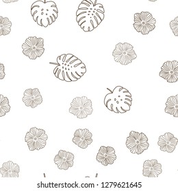 Dark Multicolor vector seamless doodle pattern with flowers, leaves. Glitter abstract illustration with leaves and flowers. Texture for window blinds, curtains.