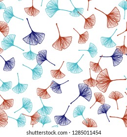 Dark Multicolor vector seamless doodle background with leaves. Shining colored illustration with leaves in doodle style. Texture for window blinds, curtains.