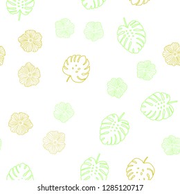 Dark Multicolor vector seamless doodle texture with flowers, leaves. Leaves, flowers in natural style on white background. Design for textile, fabric, wallpapers.