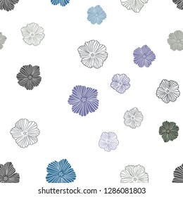 Dark Multicolor vector seamless doodle layout with flowers. Abstract illustration with flowers in doodles style. Texture for window blinds, curtains.
