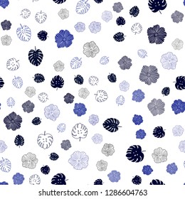 Dark Multicolor vector seamless doodle background with leaves, flowers. Brand new colored illustration with leaves and flowers. Design for wallpaper, fabric makers.