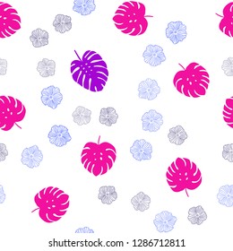 Dark Multicolor vector seamless doodle layout with flowers, leaves. Shining colored illustration with leaves and flowers. Template for business cards, websites.