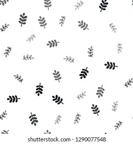 Dark Multicolor vector seamless doodle pattern with leaves. Sketchy doodles with leaves on blurred background. Design for textile, fabric, wallpapers.