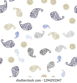 Dark Multicolor vector seamless doodle layout with leaves and flowers. Sketchy doodles on white background. Pattern for trendy fabric, wallpapers.