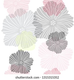 Dark Multicolor vector seamless doodle template with flowers. Decorative design of flowers on white background. Pattern for design of fabric, wallpapers.