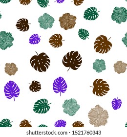 Dark Multicolor vector seamless doodle pattern with flowers, leaves. Decorative design in Indian style on white background. Pattern for trendy fabric, wallpapers.