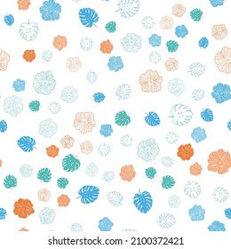 Dunkle Multi-Farbe Vektor nahtlose doodle Layout mit Blättern, Blumen. Blätter, Blumen im natürlichen Stil auf weißem Hintergrund. Vorlage für Visitenkarten, Websites.