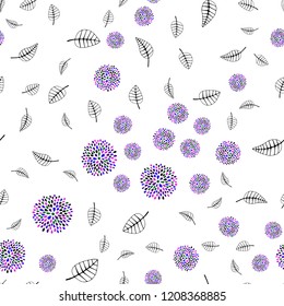 Dark Multicolor vector seamless elegant template with leaves, flowers. Illustration with doodles on abstract template. Trendy design for wallpaper, fabric makers.