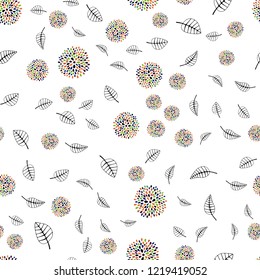 Dark Multicolor vector seamless elegant template with leaves, flowers. An elegant bright illustration with leaves and flowers. Pattern for design of fabric, wallpapers.