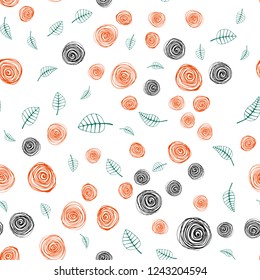 Dark Multicolor vector seamless elegant wallpaper with leaves and flowers. Creative illustration in blurred style with leaves, flowers. Pattern for design of fabric, wallpapers.