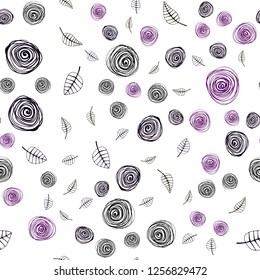 Dark Multicolor vector seamless elegant background with leaves and flowers. Illustration with doodles on abstract template. Design for wallpaper, fabric makers.