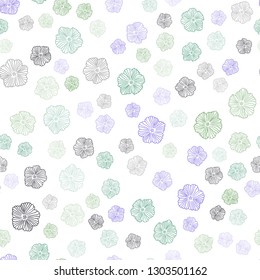 Dark Multicolor vector seamless elegant wallpaper with flowers. Flowers with gradient on white background. Design for textile, fabric, wallpapers.
