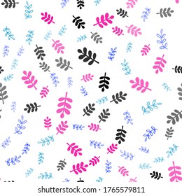 Dark Multicolor vector seamless elegant pattern with leaves, branches. Glitter abstract illustration with leaves and branches. Design for wallpaper, fabric makers.