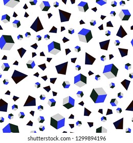 Dark Multicolor vector seamless, isometric cover with triangles, rectangles. Abstract gradient illustration with triangles, cubes. Design for textile, fabric, wallpapers.