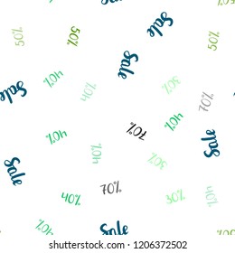 Dark Multicolor vector seamless layout with discount of 30%, 40%, 50%. Abstract illustration with colorful gradient symbols of sales. Design for business ads, commercials.