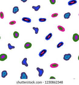 Dark Multicolor vector seamless layout with circle shapes. Blurred bubbles on abstract background with colorful gradient. Pattern for trendy fabric, wallpapers.