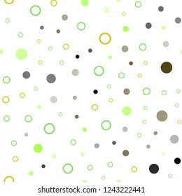 Dark Multicolor vector seamless layout with circle shapes. Abstract illustration with colored bubbles in nature style. Pattern for design of window blinds, curtains.