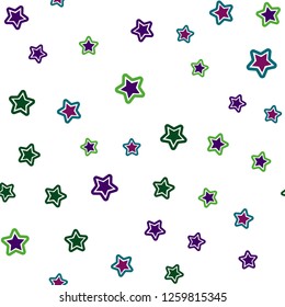 Dark Multicolor vector seamless layout with bright stars. Blurred decorative design in simple style with stars. Pattern for design of fabric, wallpapers.