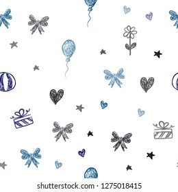 Dark Multicolor vector seamless layout in new year style. Abstract illustration with aheart, baloon, candy, gift, star, ribbon. Design for colorful commercials.