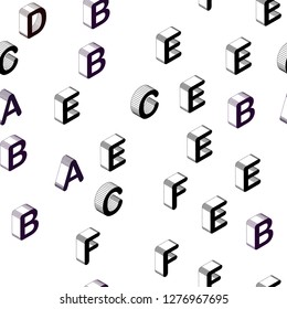 Dark Multicolor vector seamless layout with 3D latin alphabet. Modern geometrical illustration with 3D ABC english symbols. Texture for window blinds, curtains.
