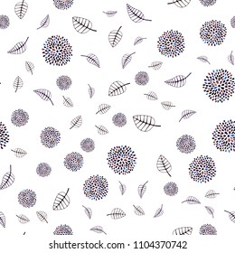 Dark Multicolor vector seamless natural pattern with leaves and flowers. Abstract illustration with leaves, flowers in doodles style. A new texture for your wallpaper design.