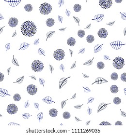 Dark Multicolor vector seamless natural background with leaves and flowers. An elegant bright illustration with leaves and flowers. Pattern for wallpapers and coloring books.