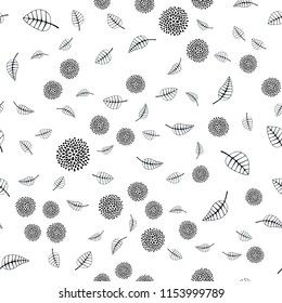 Dark Multicolor vector seamless natural background with leaves and flowers. Abstract illustration with leaves, flowers in doodles style. Brand new style for your business design.