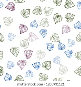 Dark Multicolor vector seamless natural pattern with leaves. Doodle illustration of leaves in Origami style with gradient. Pattern for design of window blinds, curtains.