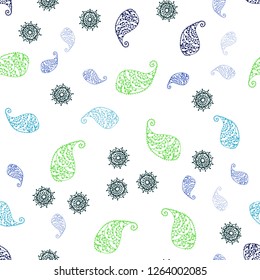 Dark Multicolor vector seamless natural backdrop with leaves and flowers. Colorful illustration in doodle style with leaves, flowers. Pattern for design of fabric, wallpapers.