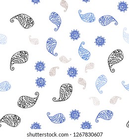 Dark Multicolor vector seamless natural pattern with leaves and flowers. Doodle illustration of leaves and flowers in Origami style. Pattern for design of fabric, wallpapers.