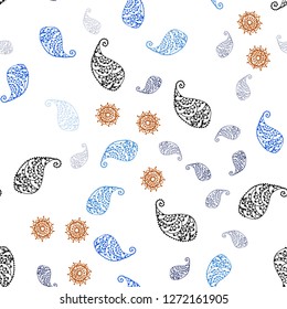 Dark Multicolor vector seamless natural pattern with leaves and flowers. An elegant bright illustration with leaves and flowers. Pattern for trendy fabric, wallpapers.