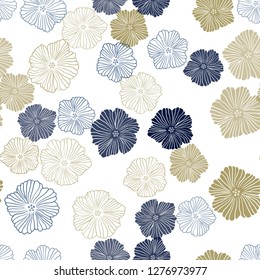 Dark Multicolor vector seamless natural pattern with flowers. Shining colored illustration with flowers. Template for business cards, websites.