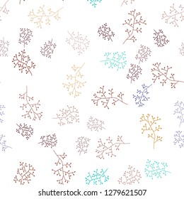 Dark Multicolor vector seamless natural artwork with branches. Colorful illustration in doodle style with leaves, branches. Texture for window blinds, curtains.