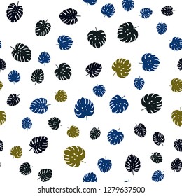 Dark Multicolor vector seamless natural backdrop with leaves. leaves on blurred abstract background with gradient. Design for textile, fabric, wallpapers.