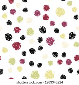 Dark Multicolor vector seamless natural artwork with leaves. A vague abstract illustration with leaves in doodles style. Design for textile, fabric, wallpapers.