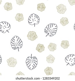 Dark Multicolor vector seamless natural backdrop with flowers, leaves. Colorful illustration in doodle style with leaves, flowers. Pattern for design of fabric, wallpapers.
